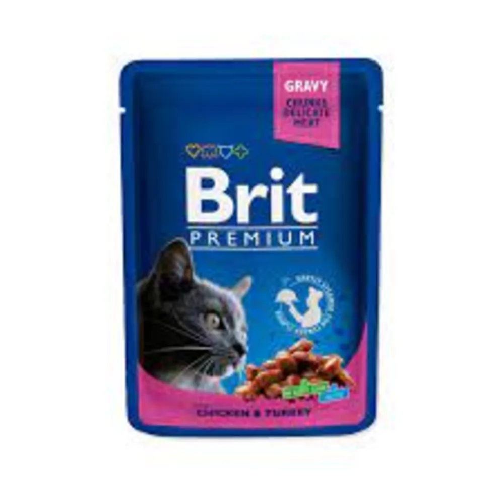 غذای گربه بریت مدل brit premium cat pouches with chicken & turky